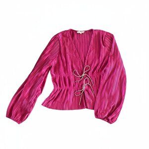 Wayf Magenta Tie-front blouse